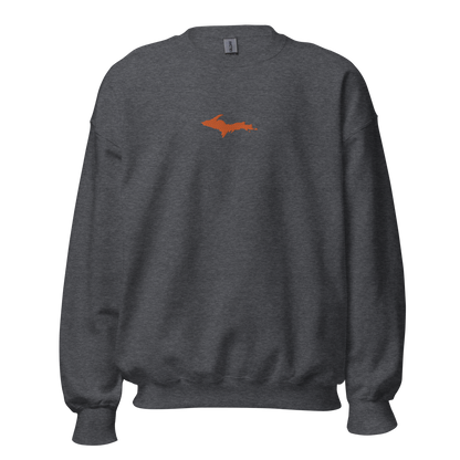 Michigan Upper Peninsula Sweatshirt (w/ Embroidered Orange UP Outline) | Unisex Standard