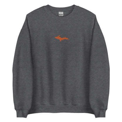 Michigan Upper Peninsula Sweatshirt (w/ Embroidered Orange UP Outline) | Unisex Standard