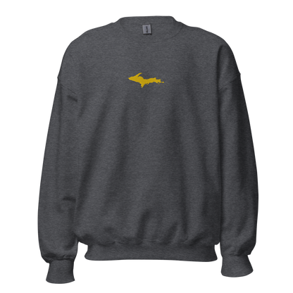 Michigan Upper Peninsula Sweatshirt (w/ Embroidered Gold UP Outline) | Unisex Standard