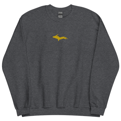 Michigan Upper Peninsula Sweatshirt (w/ Embroidered Gold UP Outline) | Unisex Standard