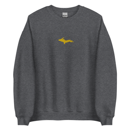 Michigan Upper Peninsula Sweatshirt (w/ Embroidered Gold UP Outline) | Unisex Standard