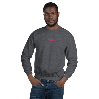 Michigan Upper Peninsula Sweatshirt (w/ Embroidered Pink UP Outline) | Unisex Standard