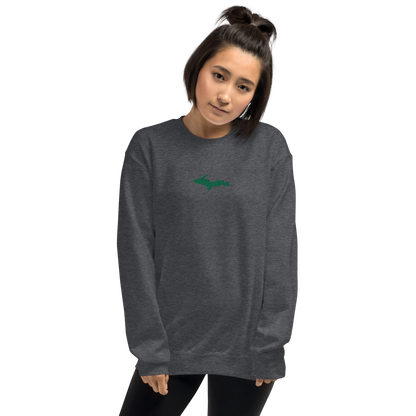 Michigan Upper Peninsula Sweatshirt (w/ Embroidered Green UP Outline) | Unisex Standard