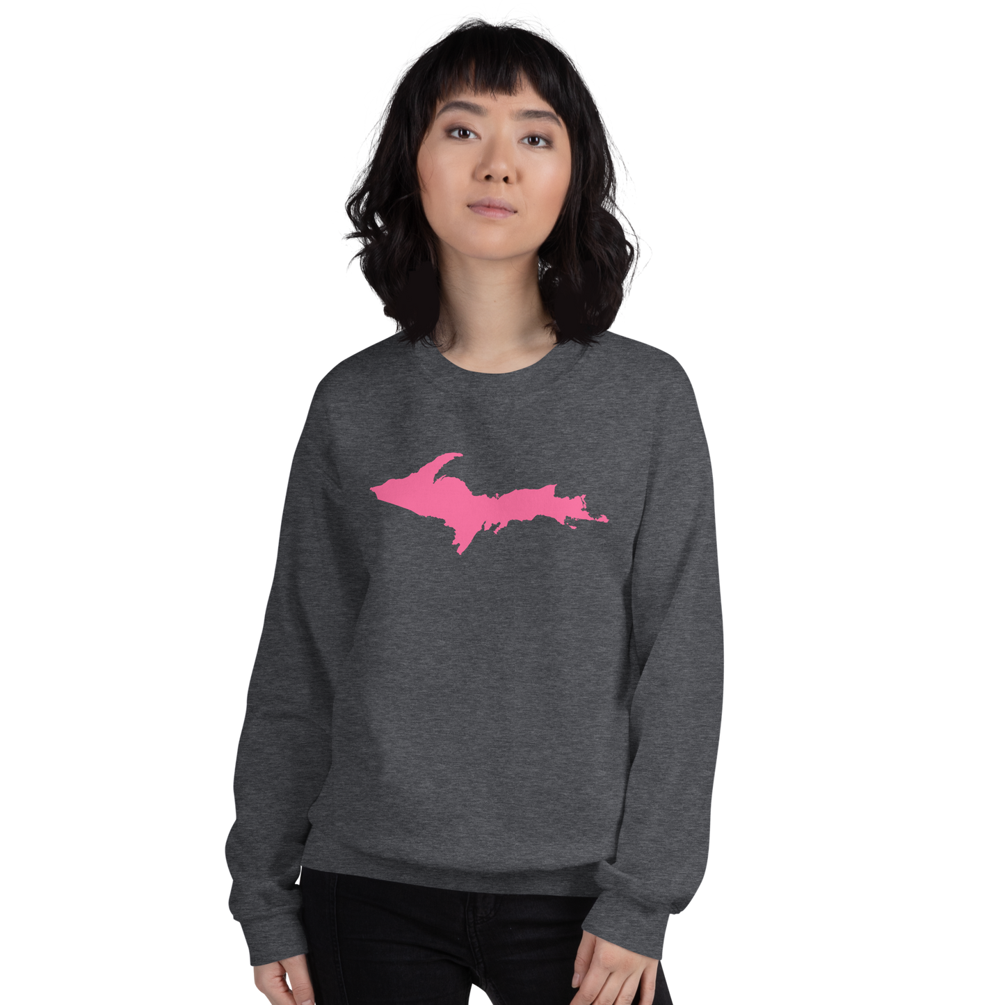 Michigan Upper Peninsula Sweatshirt (w/ Pink UP Outline) | Unisex Standard