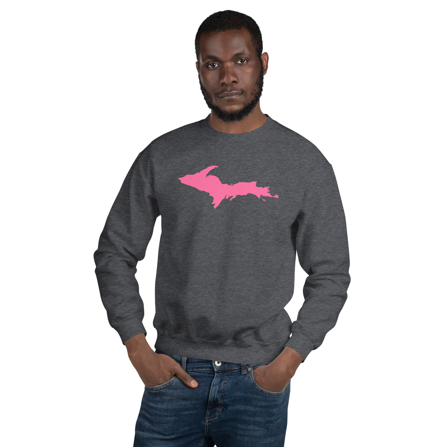 Michigan Upper Peninsula Sweatshirt (w/ Pink UP Outline) | Unisex Standard