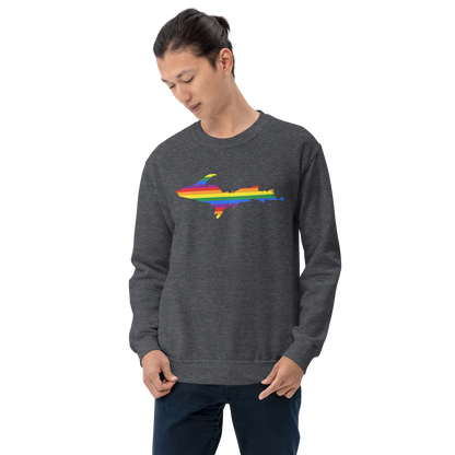 Michigan Upper Peninsula Sweatshirt (w/ UP Pride Flag Outline) | Unisex Standard