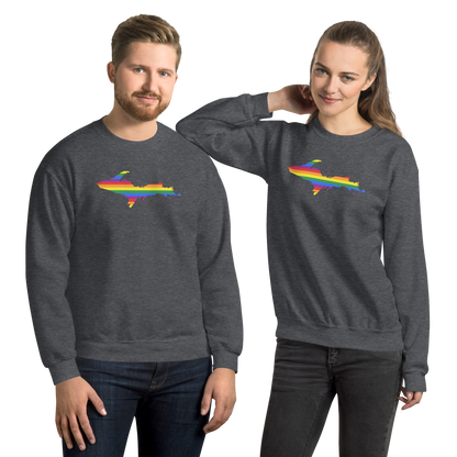 Michigan Upper Peninsula Sweatshirt (w/ UP Pride Flag Outline) | Unisex Standard