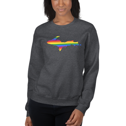 Michigan Upper Peninsula Sweatshirt (w/ UP Pride Flag Outline) | Unisex Standard