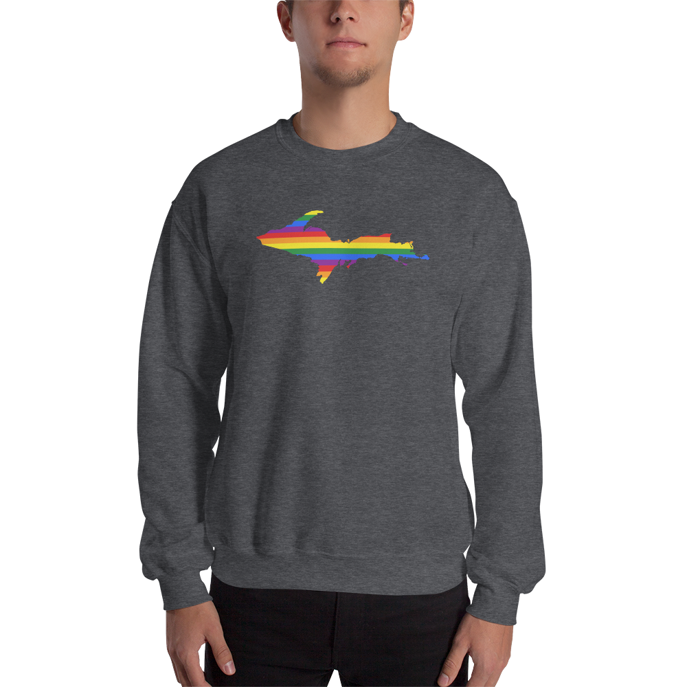 Michigan Upper Peninsula Sweatshirt (w/ UP Pride Flag Outline) | Unisex Standard