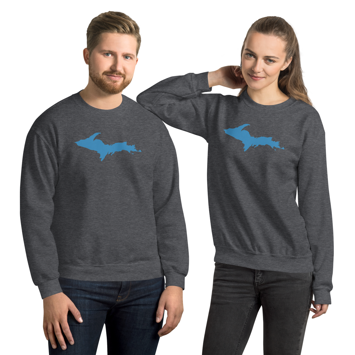 Michigan Upper Peninsula Sweatshirt (w/ Azure UP Outline) | Unisex Standard