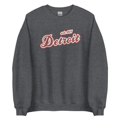 'Detroit 1701' Sweatshirt (Iron Ore Red Script Font) | Unisex Standard