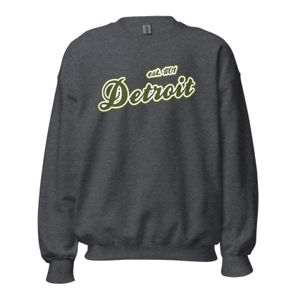 'Detroit 1701' Sweatshirt (Army Green Font) | Unisex Standard