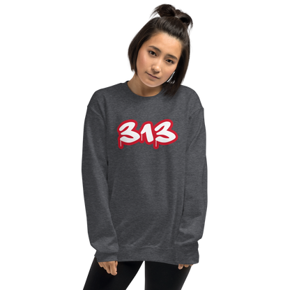 Detroit '313' Sweatshirt (Aliform Red Tag Font) | Unisex Standard