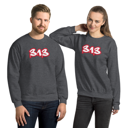 Detroit '313' Sweatshirt (Aliform Red Tag Font) | Unisex Standard