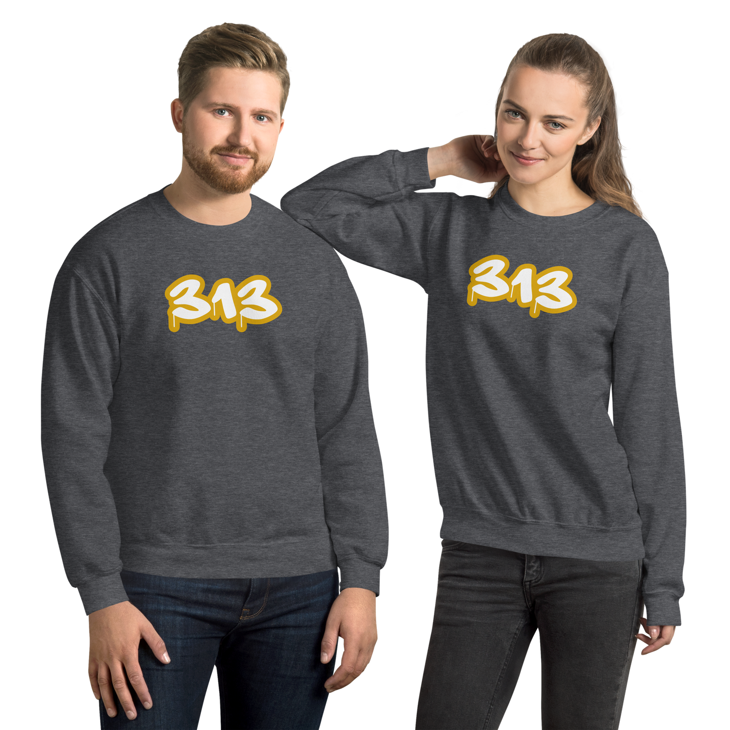 Detroit '313' Sweatshirt (Gold Tag Font) | Unisex Standard