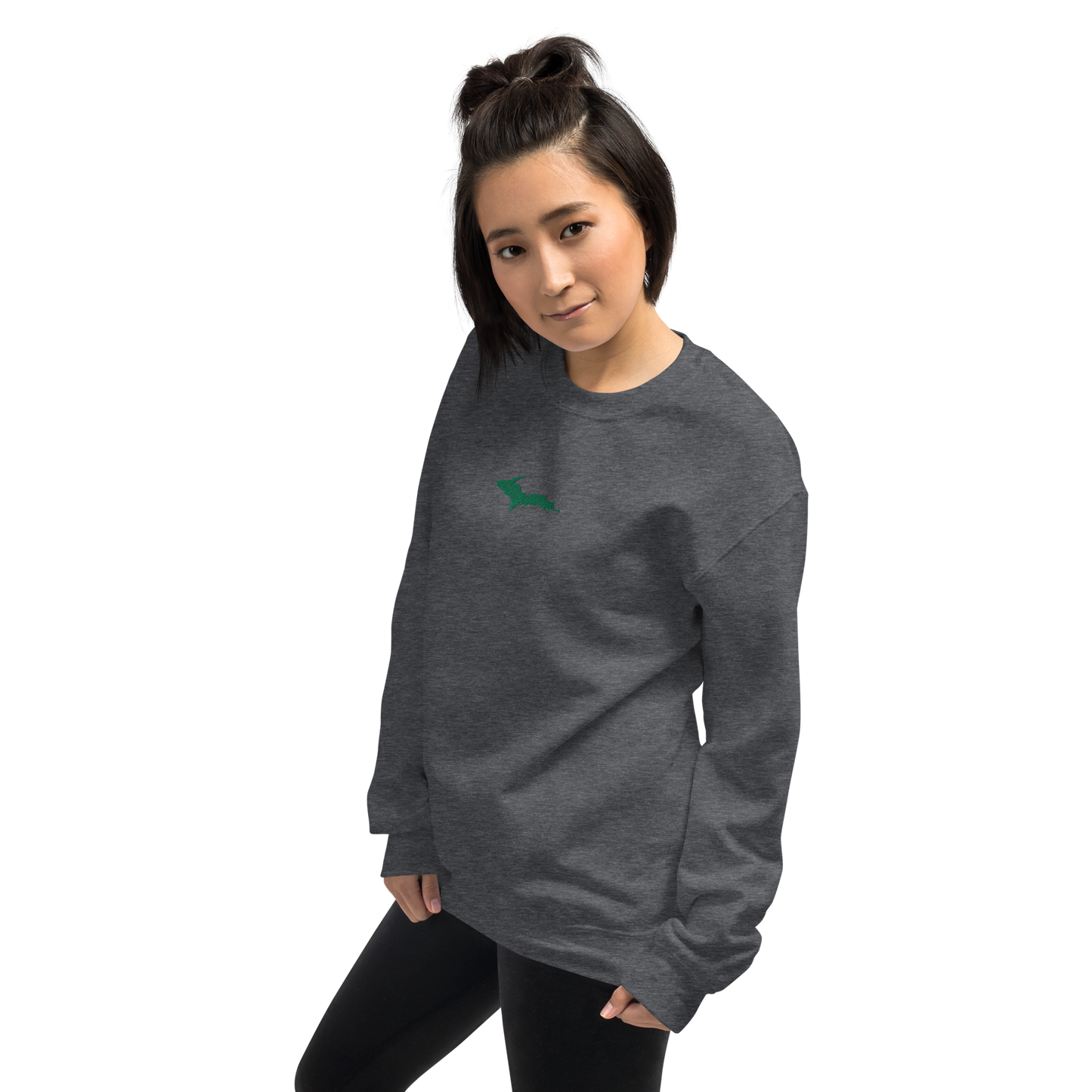 Michigan Upper Peninsula Sweatshirt (w/ Embroidered Green UP Outline) | Unisex Standard