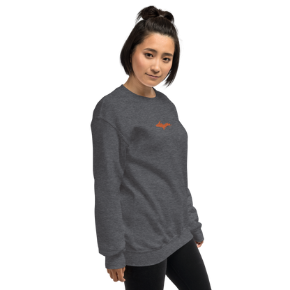 Michigan Upper Peninsula Sweatshirt (w/ Embroidered Orange UP Outline) | Unisex Standard