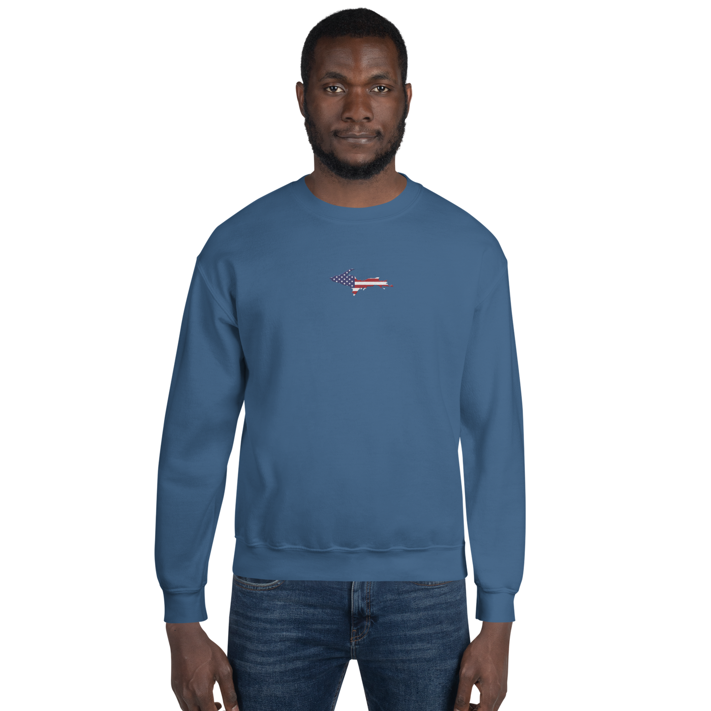 Michigan Upper Peninsula Sweatshirt (w/ Embroidered UP USA Flag Outline) | Unisex Standard