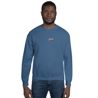 Michigan Upper Peninsula Sweatshirt (w/ Embroidered UP USA Flag Outline) | Unisex Standard