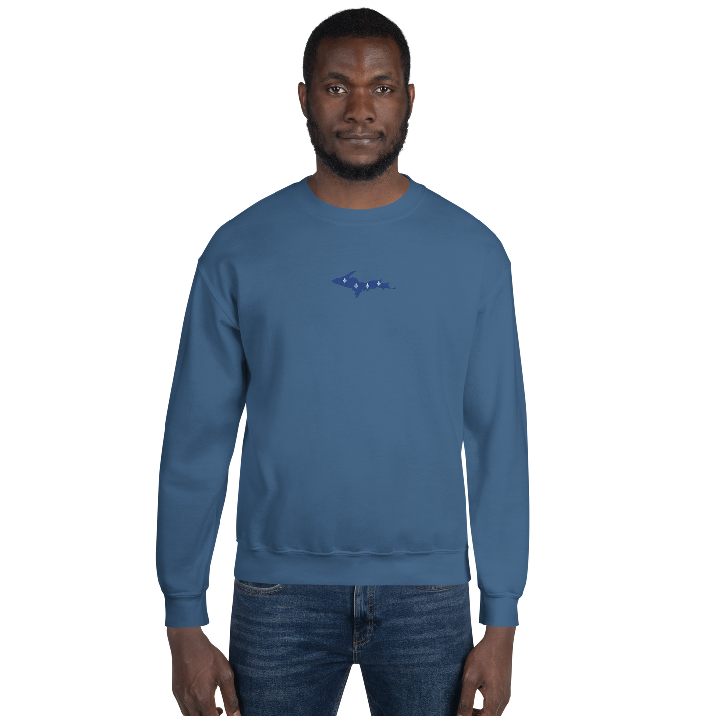 Michigan Upper Peninsula Sweatshirt (w/ Embroidered UP Quebec Flag Outline) | Unisex Standard