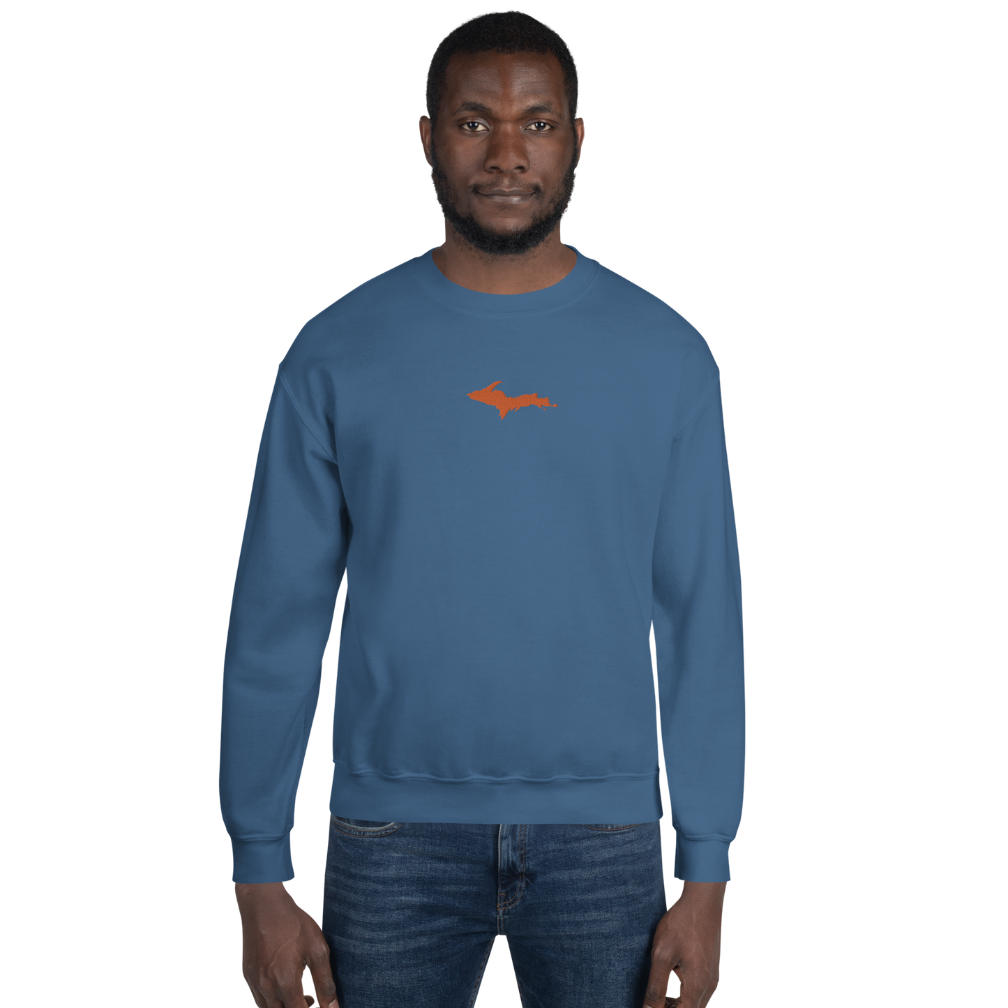 Michigan Upper Peninsula Sweatshirt (w/ Embroidered Orange UP Outline) | Unisex Standard