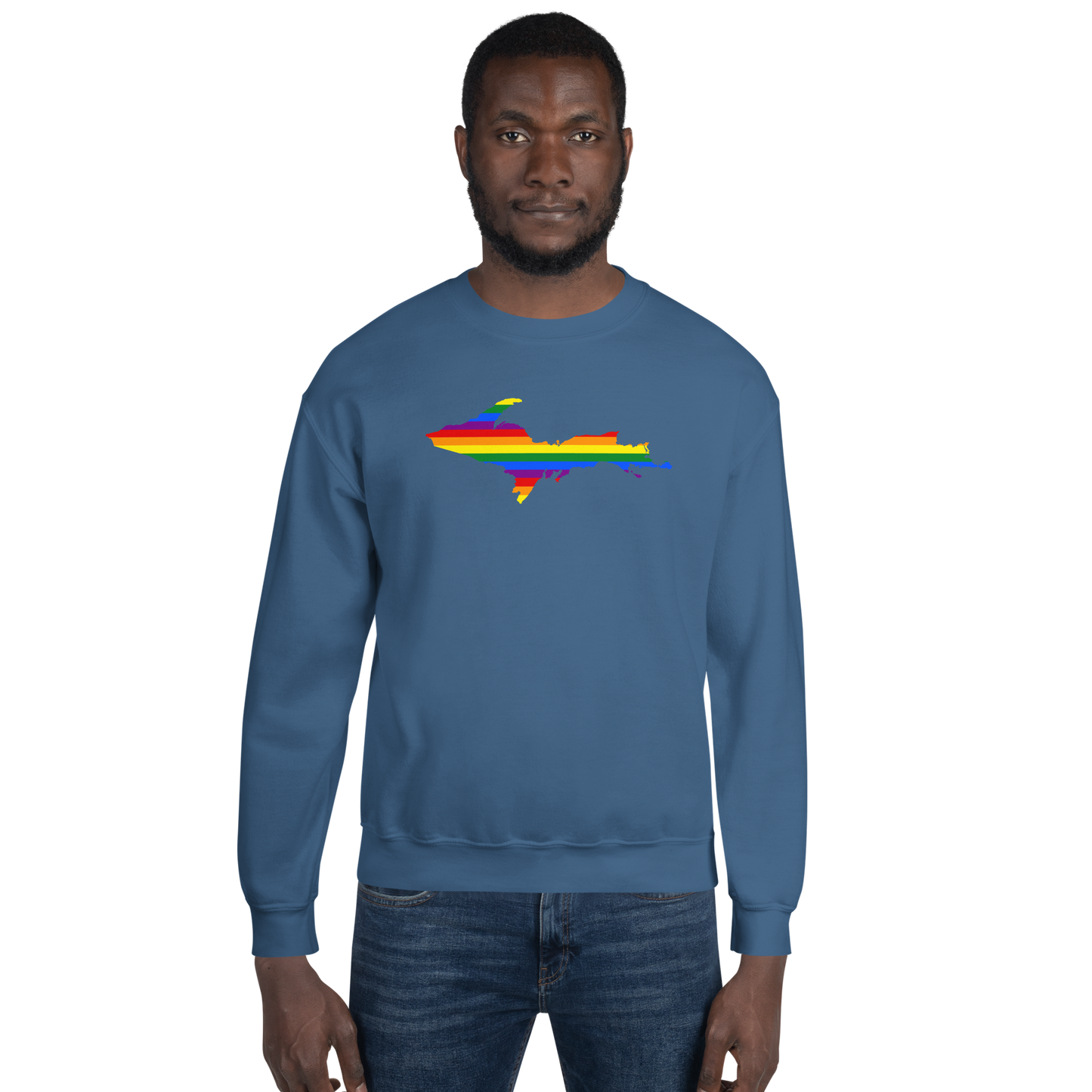 Michigan Upper Peninsula Sweatshirt (w/ UP Pride Flag Outline) | Unisex Standard