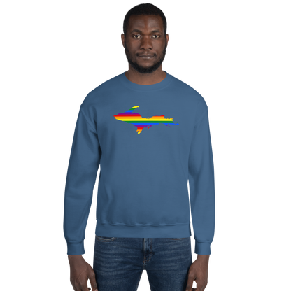 Michigan Upper Peninsula Sweatshirt (w/ UP Pride Flag Outline) | Unisex Standard