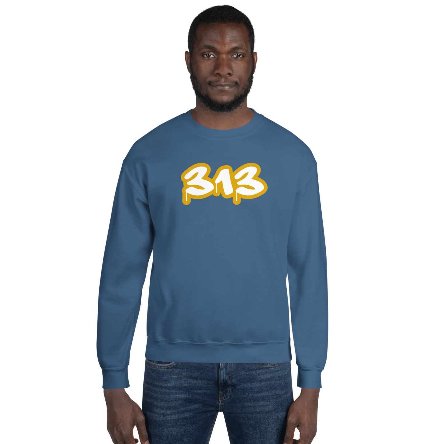 Detroit '313' Sweatshirt (Gold Tag Font) | Unisex Standard