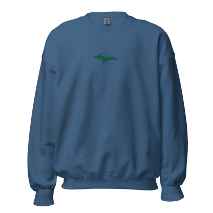 Michigan Upper Peninsula Sweatshirt (w/ Embroidered Green UP Outline) | Unisex Standard