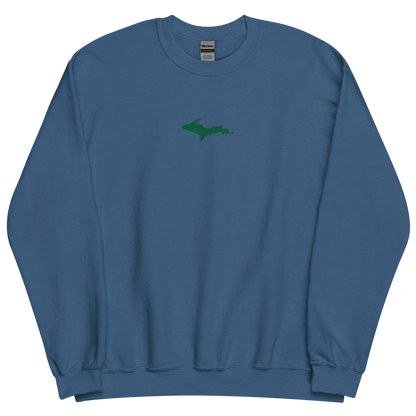 Michigan Upper Peninsula Sweatshirt (w/ Embroidered Green UP Outline) | Unisex Standard