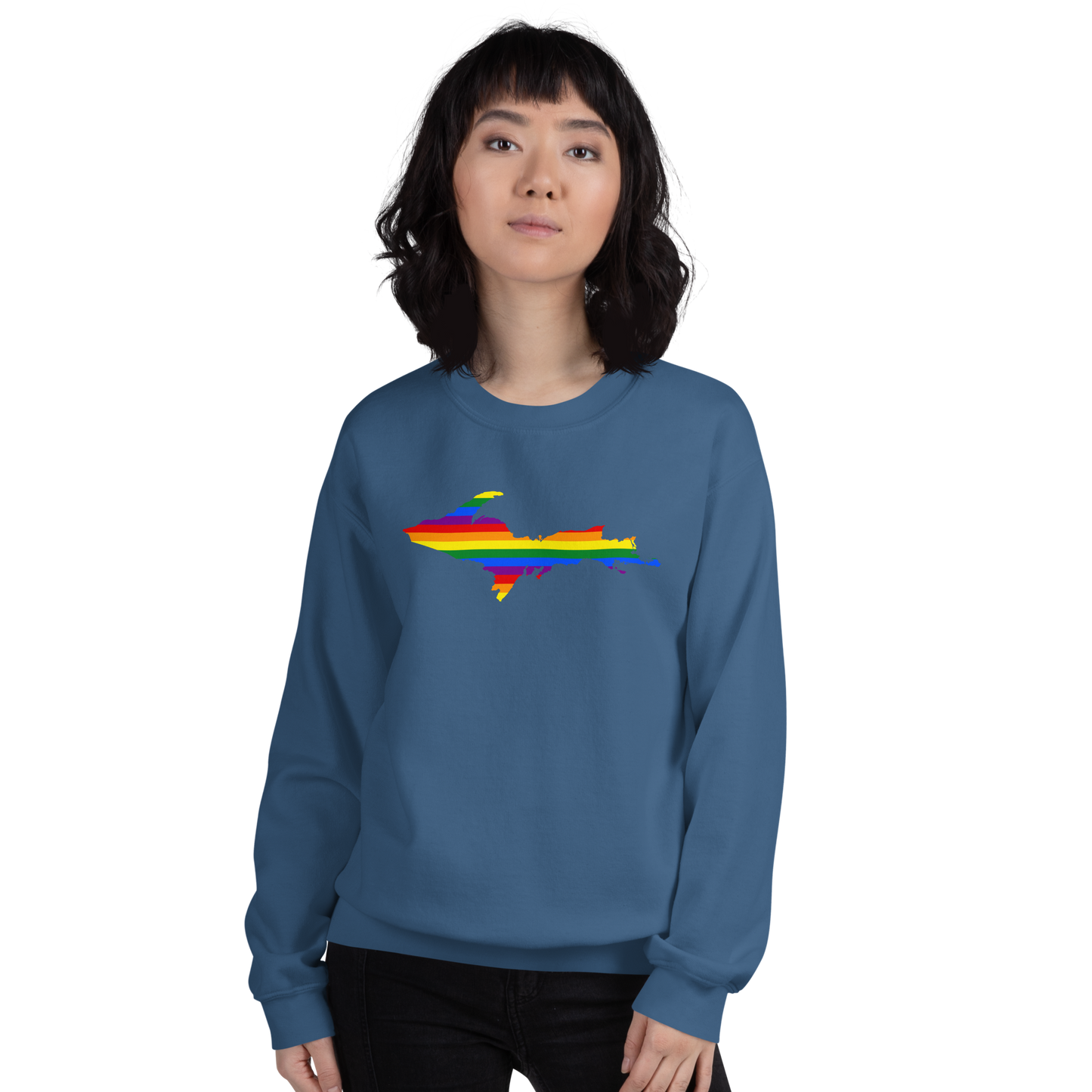 Michigan Upper Peninsula Sweatshirt (w/ UP Pride Flag Outline) | Unisex Standard