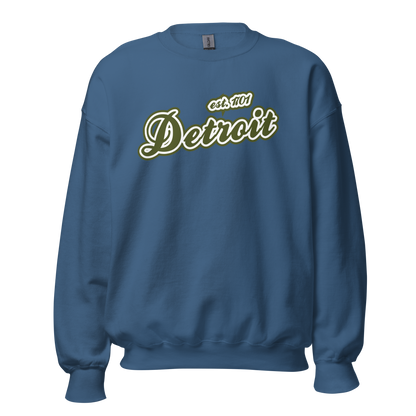 'Detroit 1701' Sweatshirt (Army Green Font) | Unisex Standard