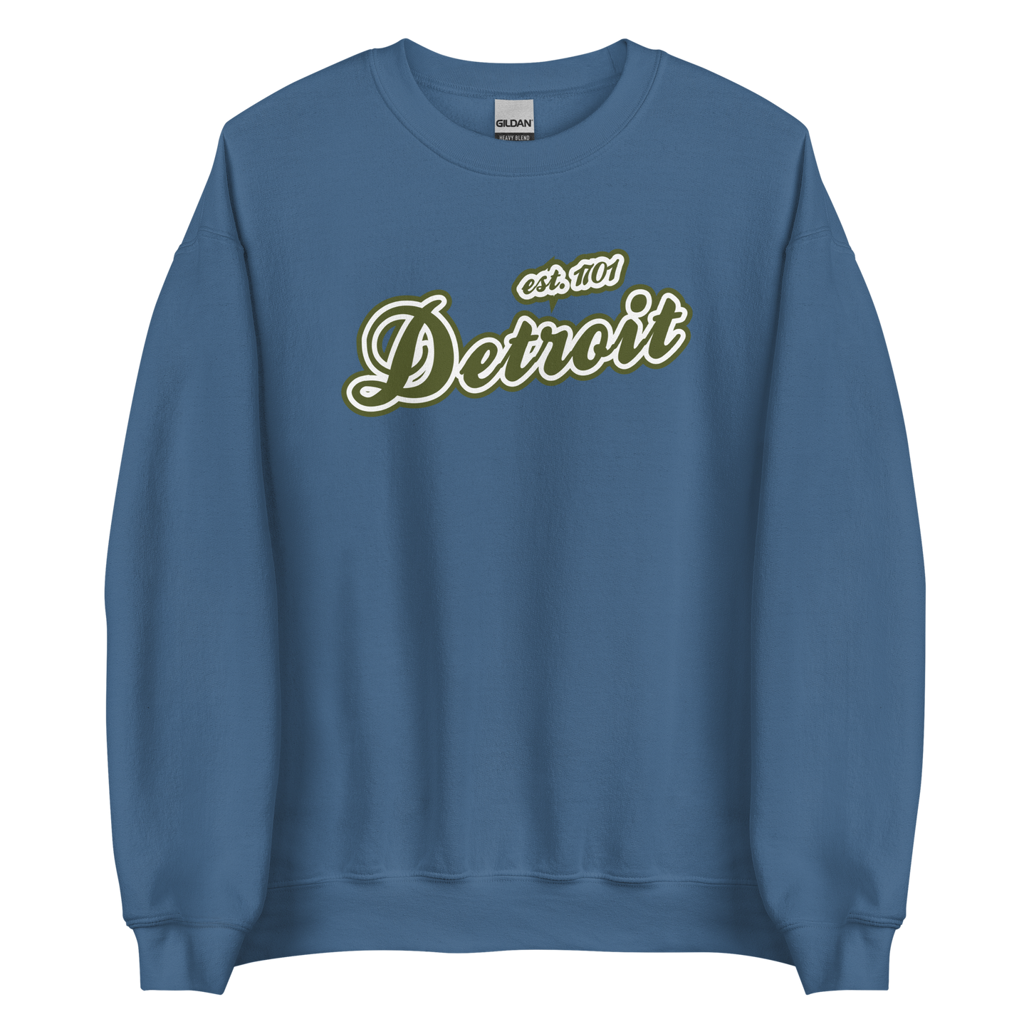 'Detroit 1701' Sweatshirt (Army Green Font) | Unisex Standard