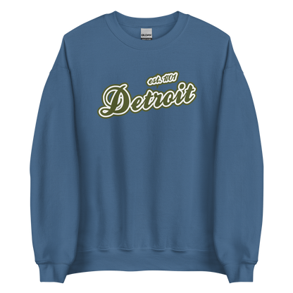 'Detroit 1701' Sweatshirt (Army Green Font) | Unisex Standard