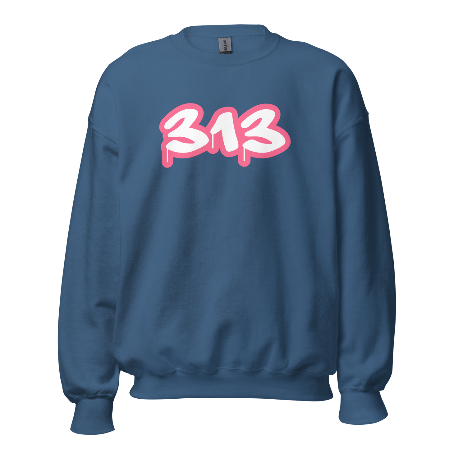 Detroit '313' Sweatshirt (Rhodochrosite Pink Tag Font) | Unisex Standard