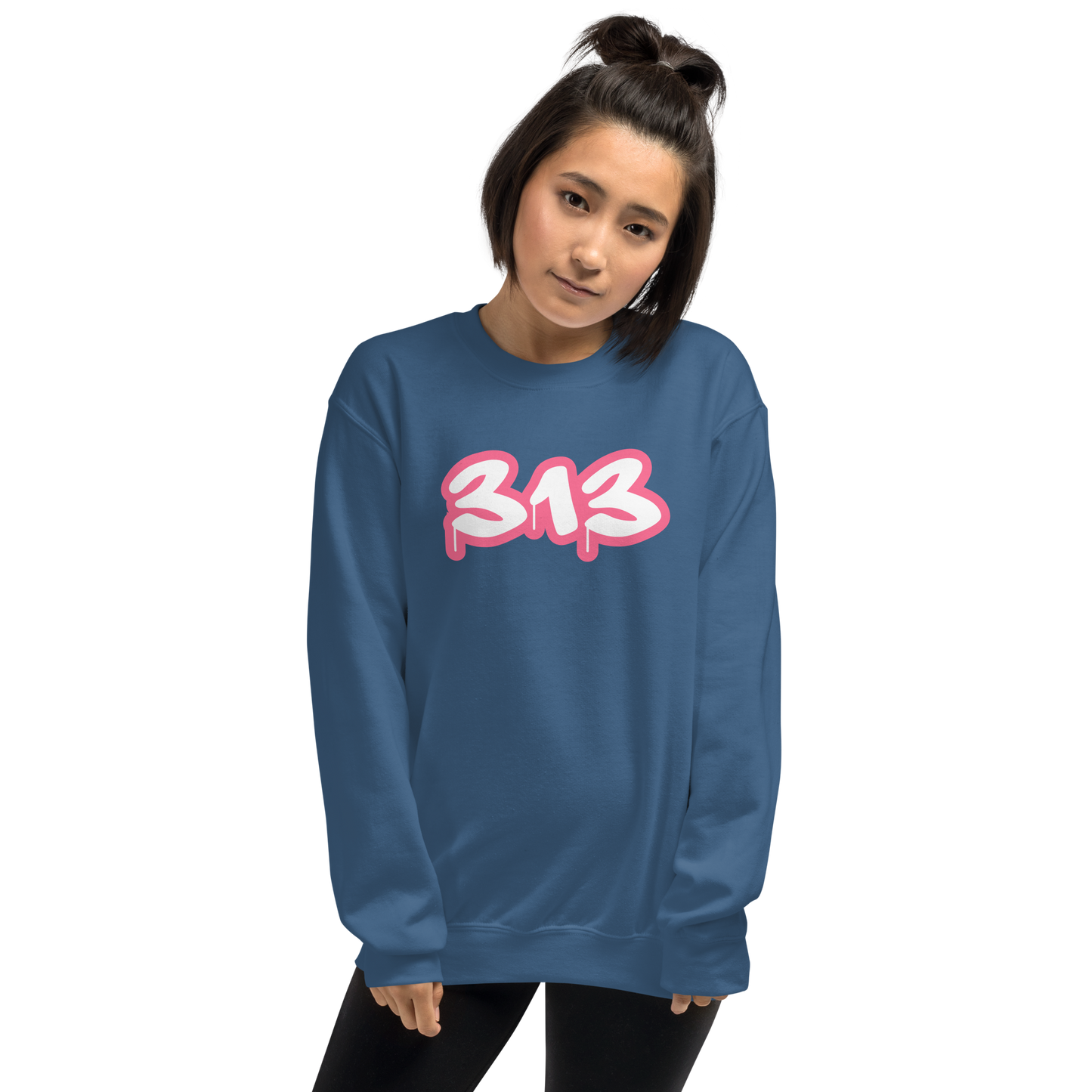 Detroit '313' Sweatshirt (Rhodochrosite Pink Tag Font) | Unisex Standard