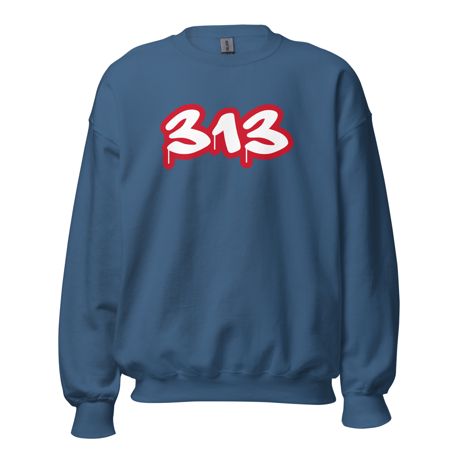 Detroit '313' Sweatshirt (Aliform Red Tag Font) | Unisex Standard