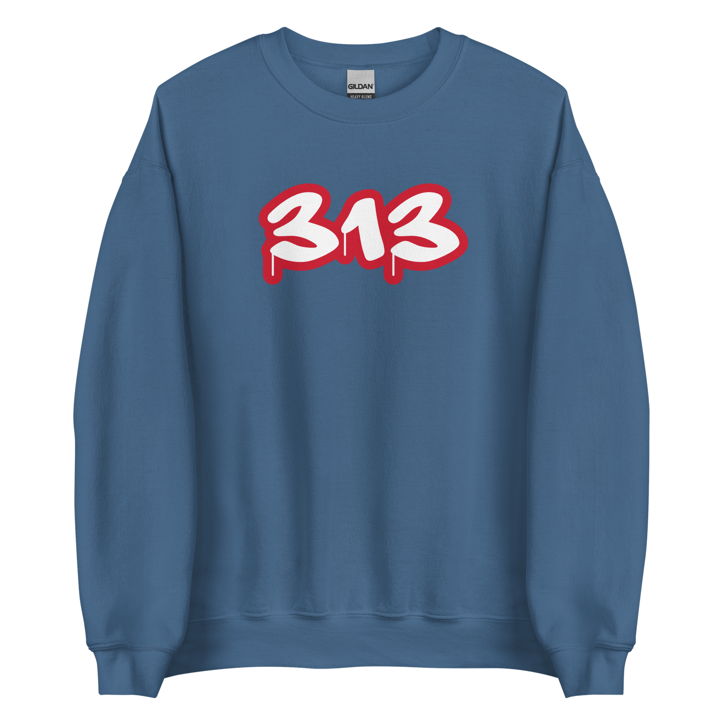 Detroit '313' Sweatshirt (Aliform Red Tag Font) | Unisex Standard