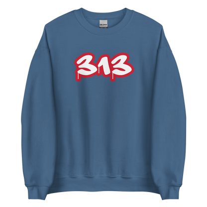 Detroit '313' Sweatshirt (Aliform Red Tag Font) | Unisex Standard