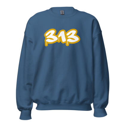 Detroit '313' Sweatshirt (Gold Tag Font) | Unisex Standard