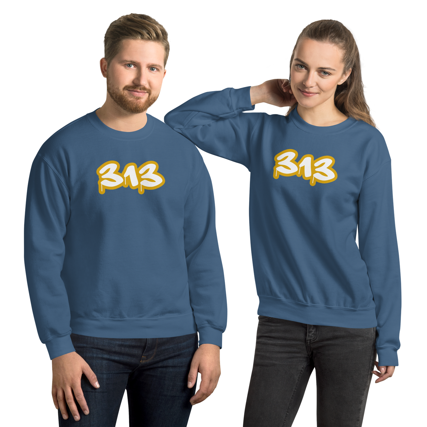 Detroit '313' Sweatshirt (Gold Tag Font) | Unisex Standard