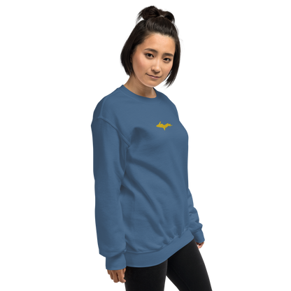 Michigan Upper Peninsula Sweatshirt (w/ Embroidered Gold UP Outline) | Unisex Standard