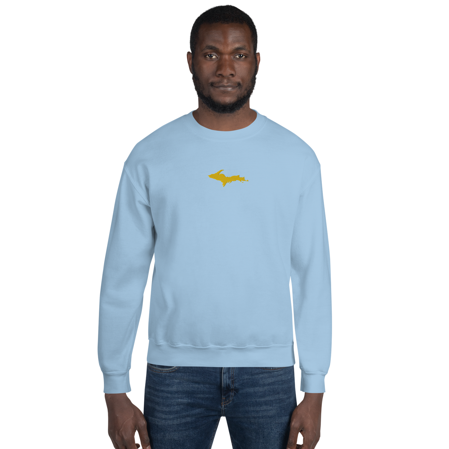 Michigan Upper Peninsula Sweatshirt (w/ Embroidered Gold UP Outline) | Unisex Standard