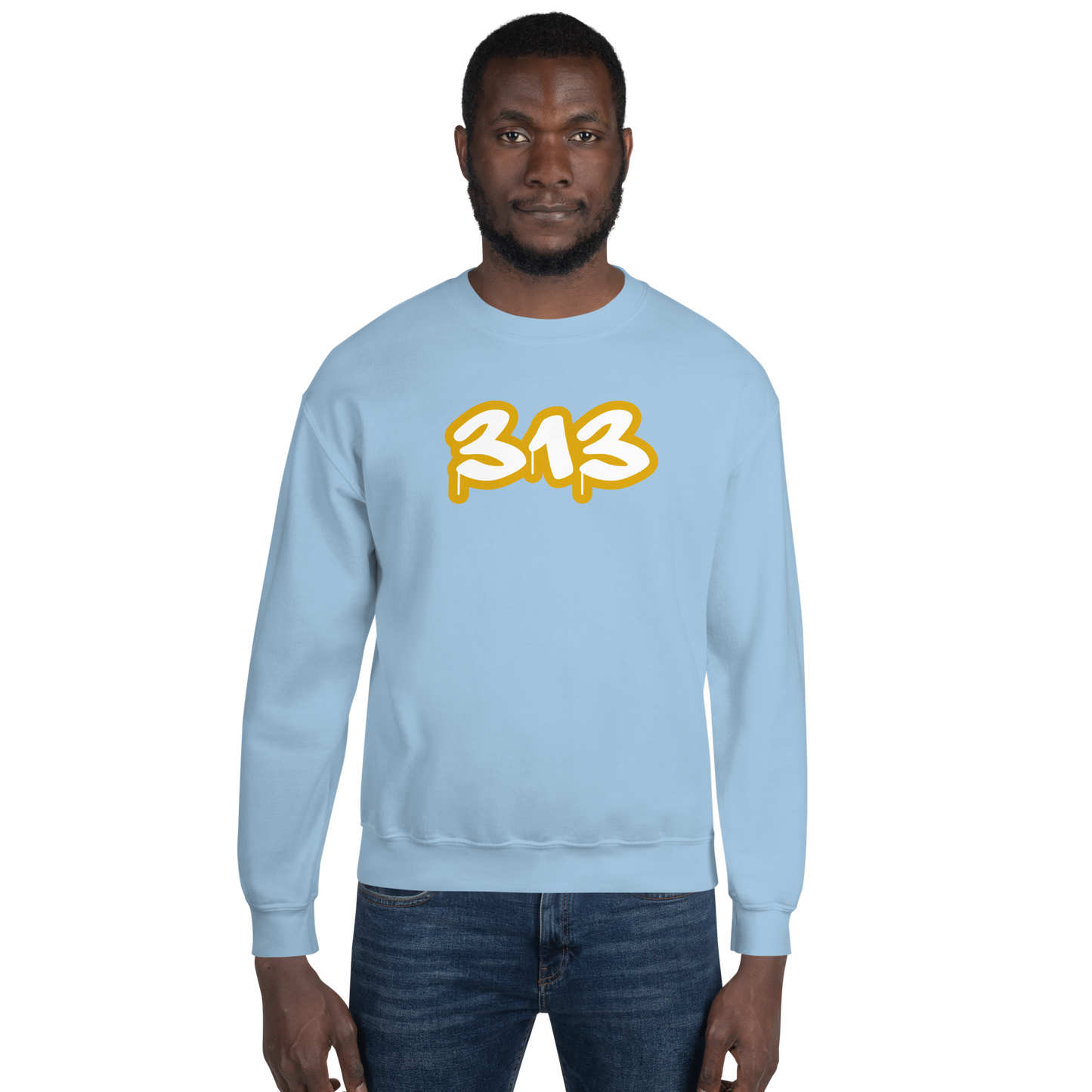 Detroit '313' Sweatshirt (Gold Tag Font) | Unisex Standard