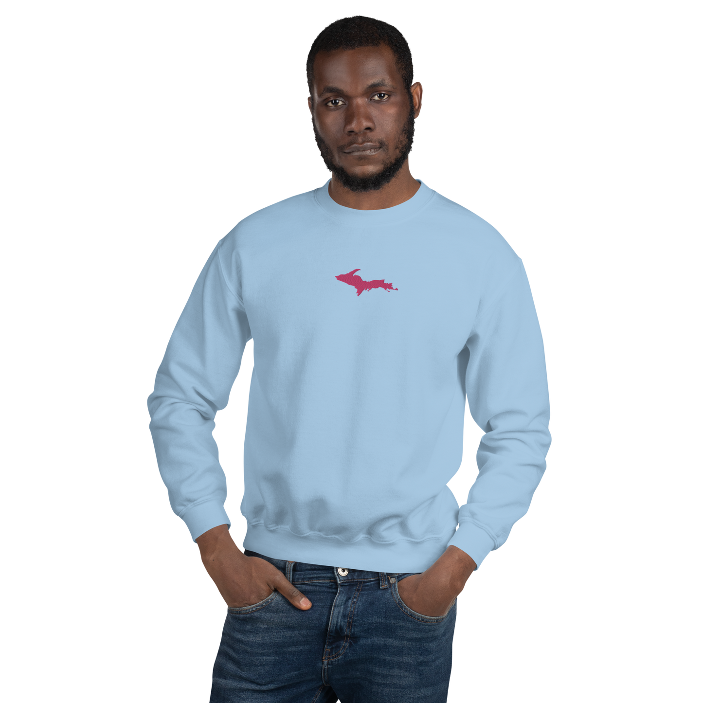 Michigan Upper Peninsula Sweatshirt (w/ Embroidered Pink UP Outline) | Unisex Standard