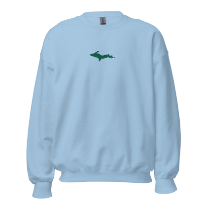 Michigan Upper Peninsula Sweatshirt (w/ Embroidered Green UP Outline) | Unisex Standard