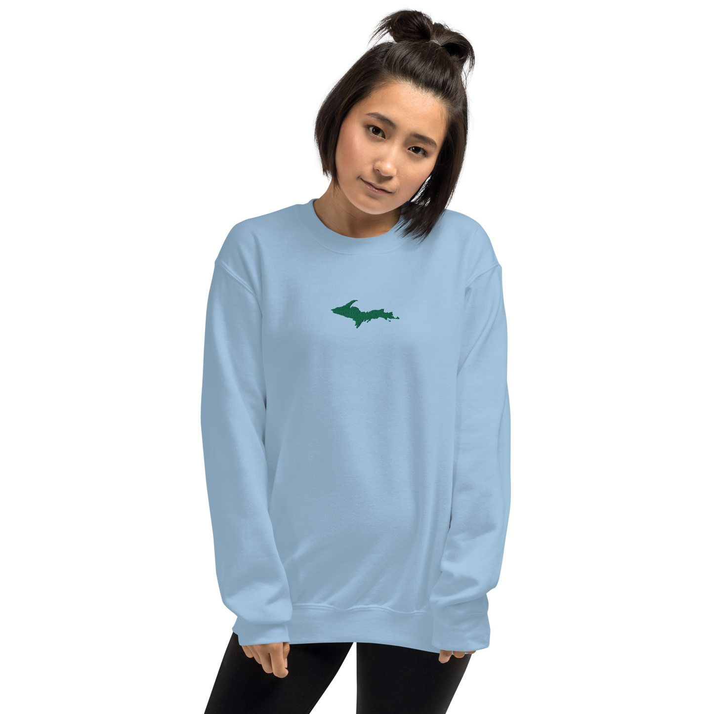 Michigan Upper Peninsula Sweatshirt (w/ Embroidered Green UP Outline) | Unisex Standard