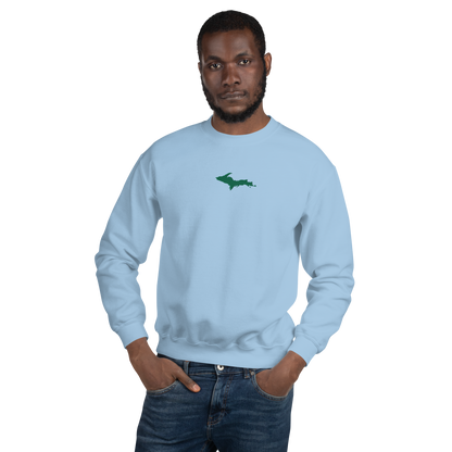 Michigan Upper Peninsula Sweatshirt (w/ Embroidered Green UP Outline) | Unisex Standard