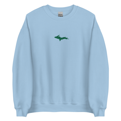 Michigan Upper Peninsula Sweatshirt (w/ Embroidered Green UP Outline) | Unisex Standard