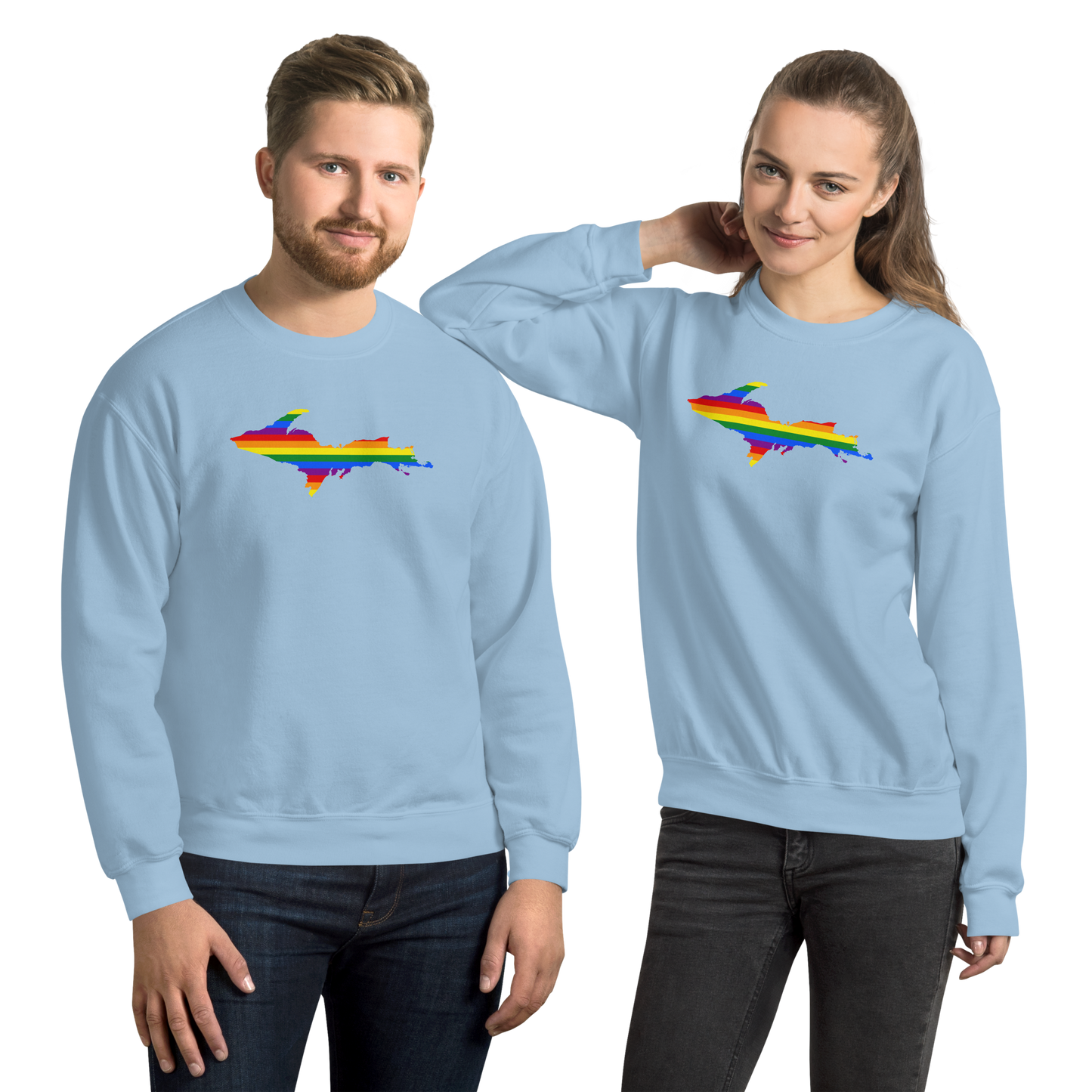 Michigan Upper Peninsula Sweatshirt (w/ UP Pride Flag Outline) | Unisex Standard